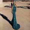 Abendkleid Yousef aljasmi, figurbetontes Kleid, Neckholder, Meerjungfrau, ärmellos, Pailletten, Spitze, Fischschwanzkleid – neu für die Dinnerparty