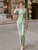 Wysokiej jakości damski spodnie garniturowe Dwuczęściowe zestaw 2020 Nowe Letnie Eleganckie Damskie Biała Kurtka Busines Business Stare