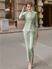 High Quality Casual Women's Suit Pants Two Piece Set 2020 new summer elegant ladies white blazer jacket business attire