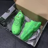 Triple S Freizeitschuhe Herren Fluo Green Sneaker Damen Leder Triple S Sneaker Low Top Schnürung Klare Sohle Grüne Triple S Freizeitschuhe