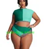 Top plus Big sport Bikini Sets Taille haute imprimé bikini gras une épaule multi corde maillot de bain grand panneau multicolore Sexy flexible élégant