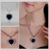 Vecalon Oceanheart Pendant 925 Sterling Silver Blue Zircon CZ Wedding Engagement Pendants With Necklace For Women Bridal Jewelry3573071