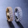 NYHET HIP HOP BLING MENS Womens smycken ringer Guld Silver Double Row Zircon Diamond Engagement Iced Out Rings298S7086251