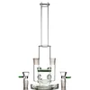 Moderne Design-Glasbong mit zwei Gelenken, grüne Wabenperkolator-Mini-Bubbler mit doppeltem 14-mm-Schüsselwasser