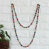 BeUrSelf Collana di perline lunga multicolore per donna Collana di gioielli etnici con perline di legno rotonde fatte a mano in maglia bohémien