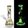 2019 Nuevo diseño de vidrio Bong Bong Tubo Dabber Rig Dibujo de la mano con la leña luminosa de la fábrica al por mayor