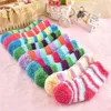 1Pair Cute Coral Fleece Striped Winter Socks Warm Fluffy Baby Floor Socks Soft Feet Warmer Toddler Infant Kids Christmas Gifts free shipping