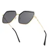 Top Quality Men's Women's Clothing Brand Designer Gold Big Box Square Metal Sunglasses Polygon Sunglasses Trend Big Box Face-Lift Sunglasses