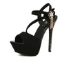 Hot Sale-Club Avond Sexy Zwart Sandalen Hoge Platform Stiletto Hakken Schoenen