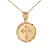 24K Plaqué Or Catholique Médaille Ronde Jésus Croix Christ Crucifix Pendentif Collier À La Mode Croix Chaîne Bijoux