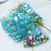11 colors 7X9cm Open Gold Silver Heart Small Organza Bags Jewelry Gift Pouches Candy Bag Jewelry Pouches, Bags HJ246