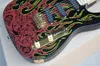 Factory Custom Electric guitar flame maple, red pattern, channel, and microphones, or golden hardwares, providing customization.