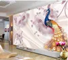 Bakgrund för väggar 3 d för vardagsrum Rika smycken blomma bakgrundsbilder silke 3d vägg
