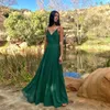 Günstige Hunter A-Linie Brautjungfernkleider mit V-Ausschnitt, Hochzeitsgastkleid, bodenlanges Chiffon-Kleid für Trauzeugin