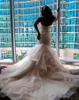 Gorgeous Plus Size Mermaid Wedding Dresses 2019 Sweetheart Lace Applique Cascading Ruffles Sweep Train Wedding Gowns vestido de novia