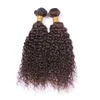 Chokladbrun Kinky Curly Malaysian Human Hair 3 Bundles 300gram # 4 Mörkbrunt Virgin Hair Weave Wefts Kinky Curly Hair Extensions 10-30 "