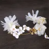 Nova dama de noiva para casamento de luxo Flores artesanais Rhinestones Pearls Banda de cabelo Acessórios para cabelos de banda da cabeça Fascinadores Tiaras