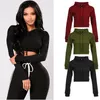 Nieuwe stijl vrouwen meisjes hoodies effen hoodie gezellige hoody sport hooded tops herfst effen lange mouw met hoed mode 2019 heet