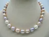 pearls jewelry high quality Natural elegant 1113mm south sea white pink purple multicolor pearl necklace 18quot14k9496637