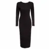 Gamiss Bodycon Sheath Dress Long Sleeve Party Sexy Dresses Women Clothing Back Full Zipper Robe Pencil Tight Dress Vestidos Free Shipping