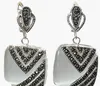 Free Shippig Fancy Damen-Ohrringe aus 925er Silber mit klarem Opal und Markasit, quadratisch, 2,5 cm