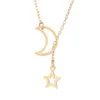 Fashion Moon Star Pendant Choker Necklace Gold Color Alloy Zinc Chain Necklace For Women Party Jewelry Archery344T