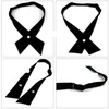 Ajustáveis ​​laços cruz curva por Homens Mulheres Solid Business Casual Pescoço Cruz Bowtie Uniforme Escolar Pré Amarrado Arcos laços do pescoço acessórios