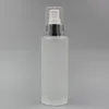 100ml tom frost glas spray fin dimma flaska 3.4oz påfyllbar rund glas kräm pumpa dispenser guld silver krage med aluminium spruta