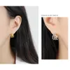Korean Triple Lines Circle Hoop Earrings for Women Ladies 100% 925 Sterling Silver Brinco Earring Fine Party Jewelry Gift YME324