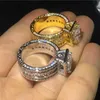 Vecalon Vintage Court Ring 925 STERLING Gümüş Prenses Kesim 3CT 5A CZ Partisi Aly Band, Kadınlar İçin Erkek Mücevherleri 6074346