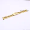 19 20 22mm Gold Two Tone Hollow Curved End Solid Screw Links 316L Steel Replacement Watch Band Strap Old Style Jubilee Armband311k