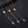 12pcs Vintage Cross Chain Necklace Christian Bohemia Religious Rosary Pendants For Women Charm Fashion Jewelry Gifts Accessories