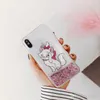 Чехол для мобильного телефона с милым мультяшным фламинго iquid quicksand для iphone X 7 7plus 8 8plus 6 6S TPU + PC