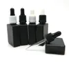 10 TEILE/LOS 30ML Leere Frost Schwarz Quadratische Glas Tropfflaschen Mit Tamper Eveident Kappe