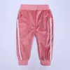 Kids Clothes Boys Girls Gold Velvet Suit Spring Autumn Plus Baby Child Warm Sweater Pants Two Sets 0-7Years