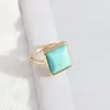 1.4 cm vierkante paarse turquoise wit groen roze quartz steen ringen mode binnendia 1.7cm brincos pendientes sieraden voor vrouwen