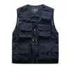 Outdoor Heren Tactical Fishing Vest jas man Multi Pockets Mouwloze reisjassen 5XL 6XL 7XL