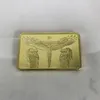 100 sztuk Dziesięć komendantów Monety Religijne Jezus na Cross Gold Plated Ingot Odznaka 50 mm x 28 mm Dekoracja domu Kolekcjonerska Souvenir Moneta