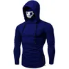 Erkek Kazak Hoodies Maske Kafatası Saf Renk Kazak Uzun Kollu Kapşonlu Kazak Tops Bluz Sudadera Hombre Erkek Hoodies Tops