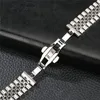 Hoge kwaliteit zilver 20mm 22mm horloge accessoire massief roestvrij stalen band 5 kralen polsband vervangende armband rechte uiteinden
