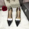 Free shipping Fashion women Casual Designer lady black spikes bow point toe high heels pumps shoes praty shoes bride shoes 12cm 100