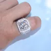 Solitaire Male Ring 4ct Diamond 925 Sterling Silver Engagement Bröllopsband Ring för män Lyxig smycken