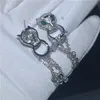 Vintage Leopard Quasten Tropfen Ohrring 925 Sterling Silber 5A Zirkon Cz Party Hochzeit Baumeln Ohrringe für Frauen Braut Schmuck3191