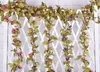 Hot 2.2M-Kunstseide ROSE Gefälschte Blume fallen gelbes Blatt Hanging Garland Pflanzen Fest-Haupthochzeits-Garten Blumendekoration GB70