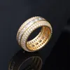 New Fashion 18K Gold & White Gold Blingbling CZ Cubic Zirconia Full Set Finger Band Ring Luxury Hip Hop Diamond Jewelry Ring for M285Q