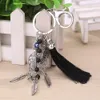 Turkos pärlor Keychain Pendants Dream Catcher KeyRing Fashing Bohemian Tassel Fiskbenblad Charms Key Chain Rings Holder Bag Smycken