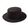 Ny modeull Pork Boater Flat Top Hat for Women039S Men039S Felt Wide Brim Gambler Hat9268937