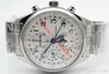 42mm Mens Master GS Factory Master Complicazioni Asia ETA 7750 Valjoux Cronografo automatico da uomo quadrante bianco Orologi Chiusura deployante