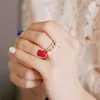 Nouvelle mode femmes coréenne Double couche élégante perles simulées anneau réglable brillant strass bague de mariage bijoux de fête2264157479