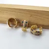 Anillos de dedo de circonia cúbica de arcoíris brillantes a la moda, anillo de banda de color dorado Micro pavimentado con piedra CZ para mujer, regalo de joyería R189
